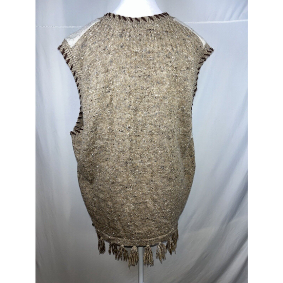 Vintage Westbound Sweater Vest Womens 1X Wool Blend Brown Tan Tasseled Button Up - Picture 5 of 15